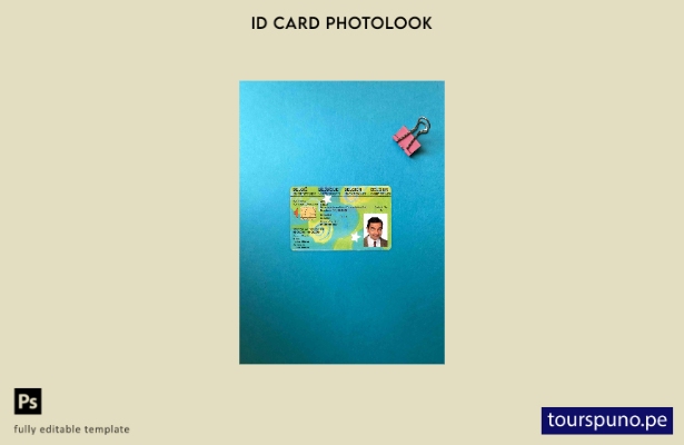 listo para imprimir Plantilla FRONTAL de aspecto fotográfico de identificación p